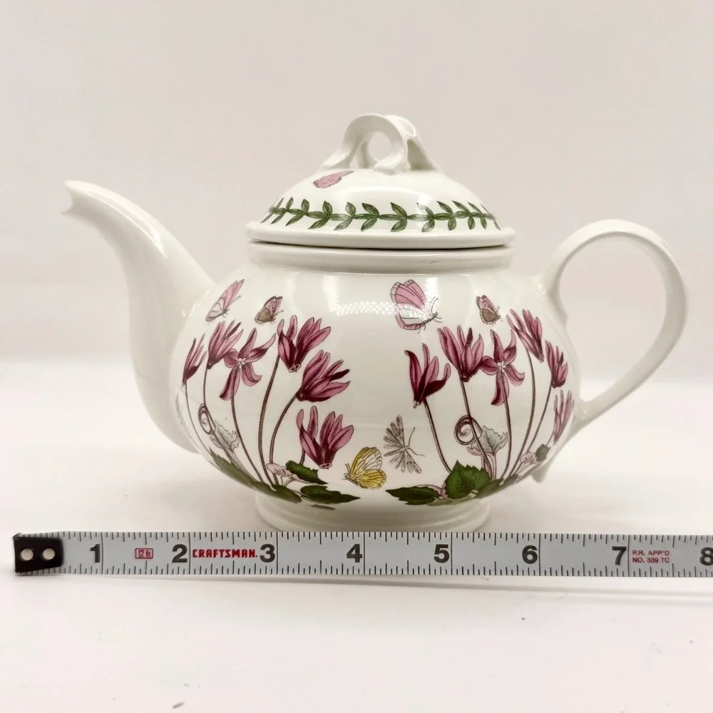Vintage Portmeirion Botanic Garden 1 Pint Teapot Pink Cyclamen Made in Britain